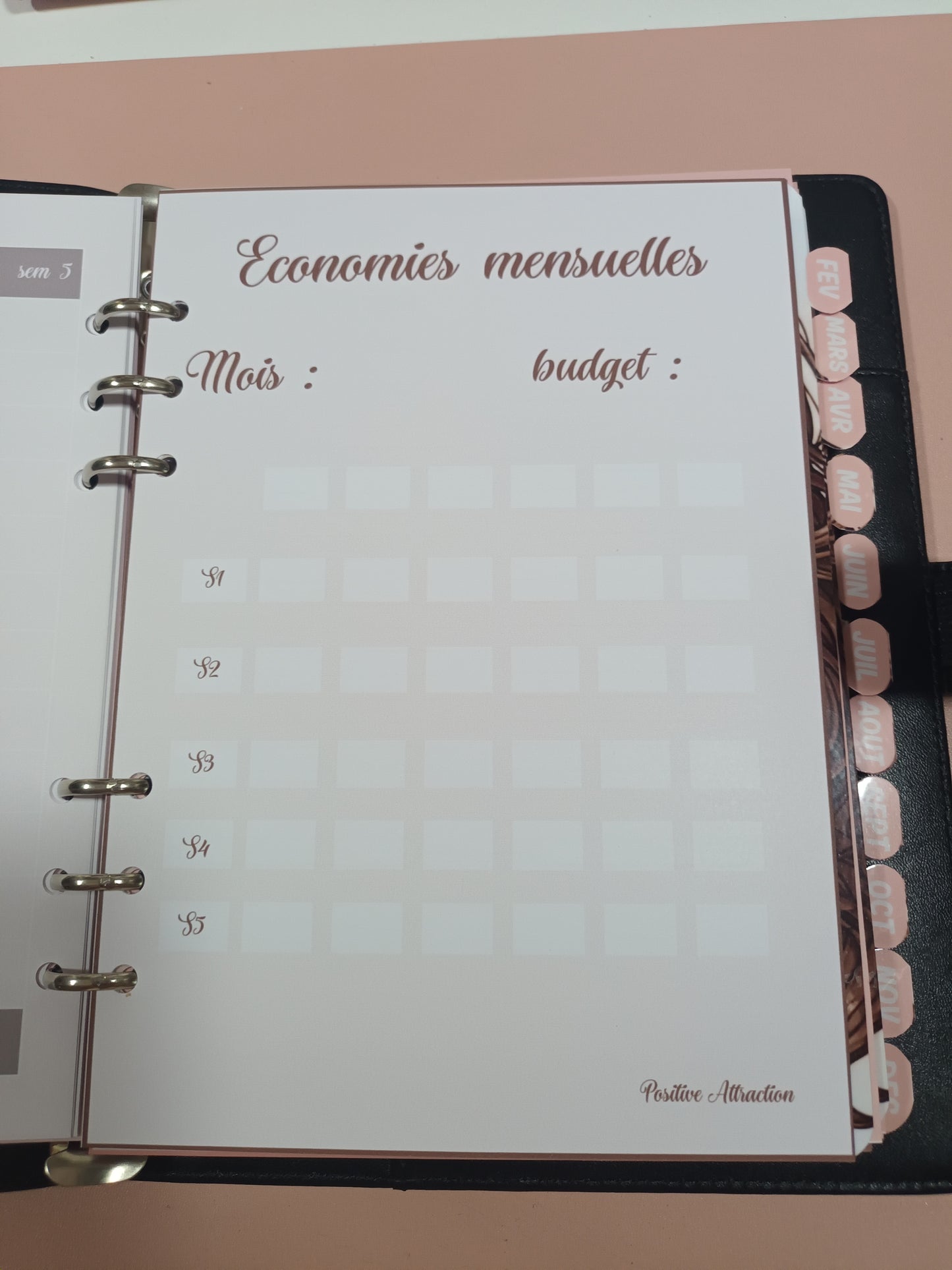 BUDGET PLANNER A5 COMPLET NON DATE POSITIVE ATTRACTION