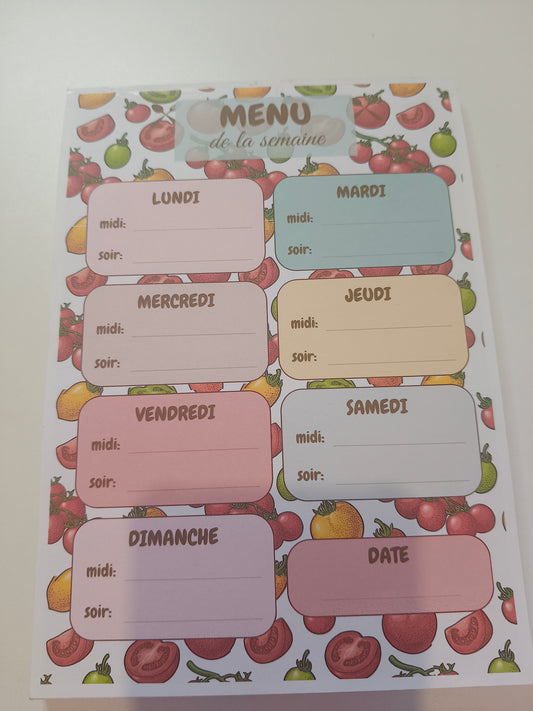 🛒 Organisation des repas – Menus & Liste de courses